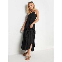 Pixiegirl Petite Asymmetric Tiered Maxi Dress - Black
