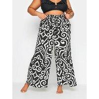 Yours Curve Monotone Woodblock Tassel Trouser - Black