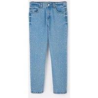 V By Very Girls Diamante Straight Leg Jean - Blue