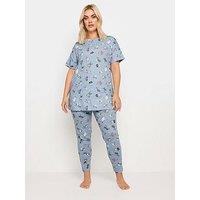 Yours Curve Floral Frenchie Sleep Tee Tapered Pj Set