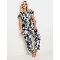 Yours Curve Retro Floral Button Through Pj Set