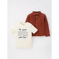 Mini V By Very Mini V By Veryboys Corduroy Shirt And T-Shirt - Multi