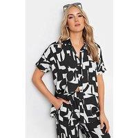 Long Tall Sally Tall Mono Abstract Ss Shirt Co-Ord