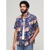 Superdry Short Sleeve Hawaiian Print Resort Shirt - Blue