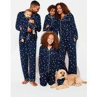 Mini V By Very Kids Family Christmas Jersey Revere Pyjama - Navy