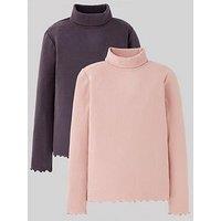 V By Very Girls 2 Pack Ribbed Roll Necks - Multi