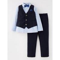 Mini V By Very Boys Navy 3 Piece Set, Shirt, Waistcoat And Bow Tie