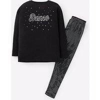 V By Very Girls Dance Sweat And Sequin Legging - Black