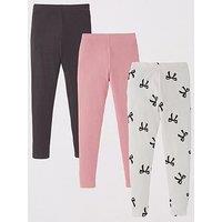 V By Very Girls 3 Pack Bow Print Legging Set - Multi