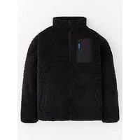 V By Very Boys Athleisure Borg Jacket - Black