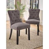 Very Home Warwick Chenille Pair Of Standard Dining Chairs - Fsc Certified