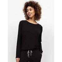 Cyberjammies Parker Black Slouch Jersey Long Sleeve Pyjama Top - Black