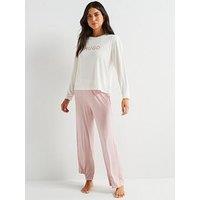 Hugo Unite Chest Logo Long Sleeve Pyjama Set - Pink