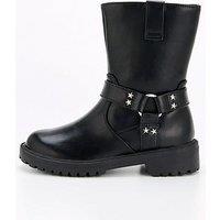 V By Very Girls Star Stud Biker Boot - Black