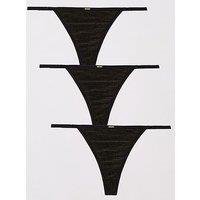Boss 3 Pack Glitter Thong Giftset - Black