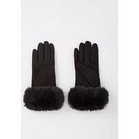 V By Very Suedette Gloves With Faux Fur Trim