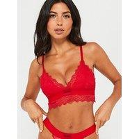 Hugo Triangle Padded Lace Bralette - Red