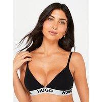 Hugo Triangle Sporty Logo Metallic Band Bra - Black