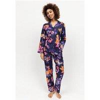 Cyberjammies Edie Floral Print Long Sleeve Pyjama Set - Navy