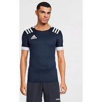 Adidas Performance Mens Teamwear 3S Rugby Match Shirt - Short Sleeve Navy