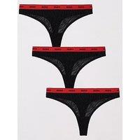 Hugo 3 Pack Lace Thong - Black