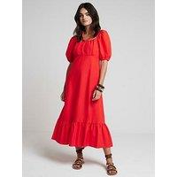 River Island Milkmaid Midi Dress - Red