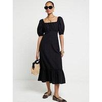 River Island Milkmaid Midi Dress - Black