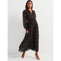 V By Very Lurex Midi Dress - Black