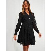 V By Very Glitter Skater Mini Dress - Black