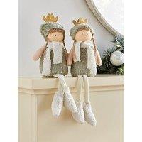 Very Home Set Of 2 Winter Girl Christmas Decorations