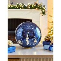 Very Home 20 Cm Blue Crackle Ball Light Christmas Decoration