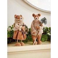 Very Home Set 2 Bears In Jumpers Christmas Decorations