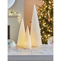 Very Home Set Of 3 Lit Ceramic Tree Christmas Decorations