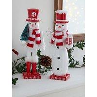 Very Home Set Of 2 Snowman Nutcrackers