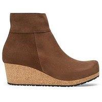 Birkenstock Ebba Suede Wedge Ankle Boot - Dark Tea - Brown