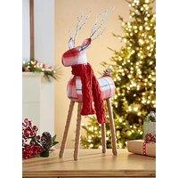 Very Home 38 Cm Tartan Standing Reindeer With Scarf Christmas Decoration