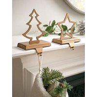 Very Home Set Of 2 Matt Gold Star Stocking Holders