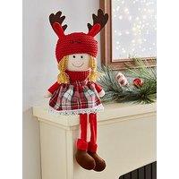 Very Home Sitting Girl With Festive Hat Christmas Decoration