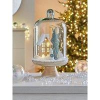Very Home Winter Scene Lit Cloche Christmas Decoration