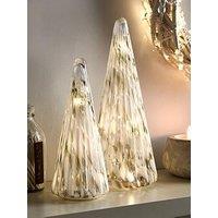 Very Home Set Of 2 Light Up Marble Glass Christmas Trees