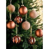 Very Home Set Of 9 Copper Baubles