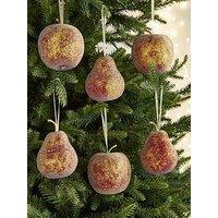 Very Home Set Of 6 Apple And Pear Hanging Christmas Tree Decorations