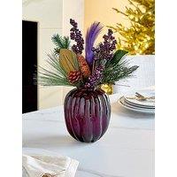 Very Home Foliage Filled Glass Vase Christmas Decoration