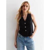 New Look Button Front Waistcoat - Black