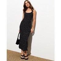 New Look Black Spot Print Bias Slip Midi Dress