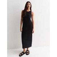 New Look Black Ribbed Racer Midi Dress