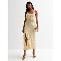 New Look Cream Ruffle Split-Hem Strappy Midaxi Dress