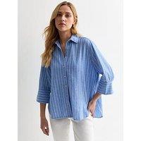 New Look Blue Linen Blend Stripe Shirt