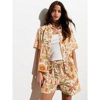 New Look Orange Abstract Print Short Sleeve Shirt