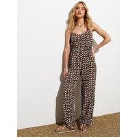 New Look Brown Polka Dot Print Jumpsuit